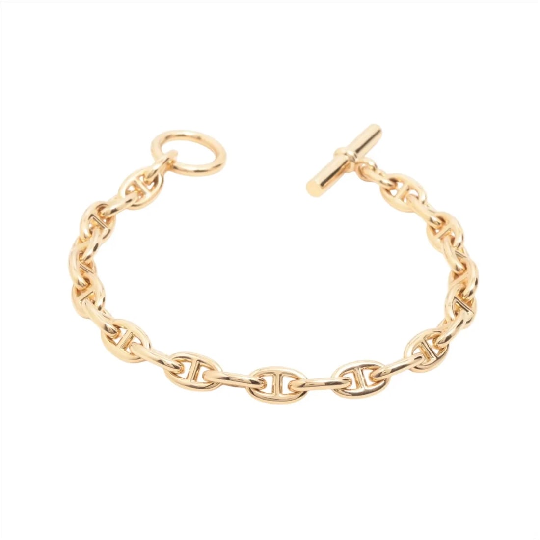 HERMES CHAINE D'ANCRE TPM BRACELET 750(YG): Hermes Chaine d'Ancre TPM Bracelet 750(YG) Brand: Hermes Type/Style: Bracelet Material: 750(YG) Color: Yellow Gold Size: Bracelet length:17.1cm Accessories: None Accessories Notice: When purchasing