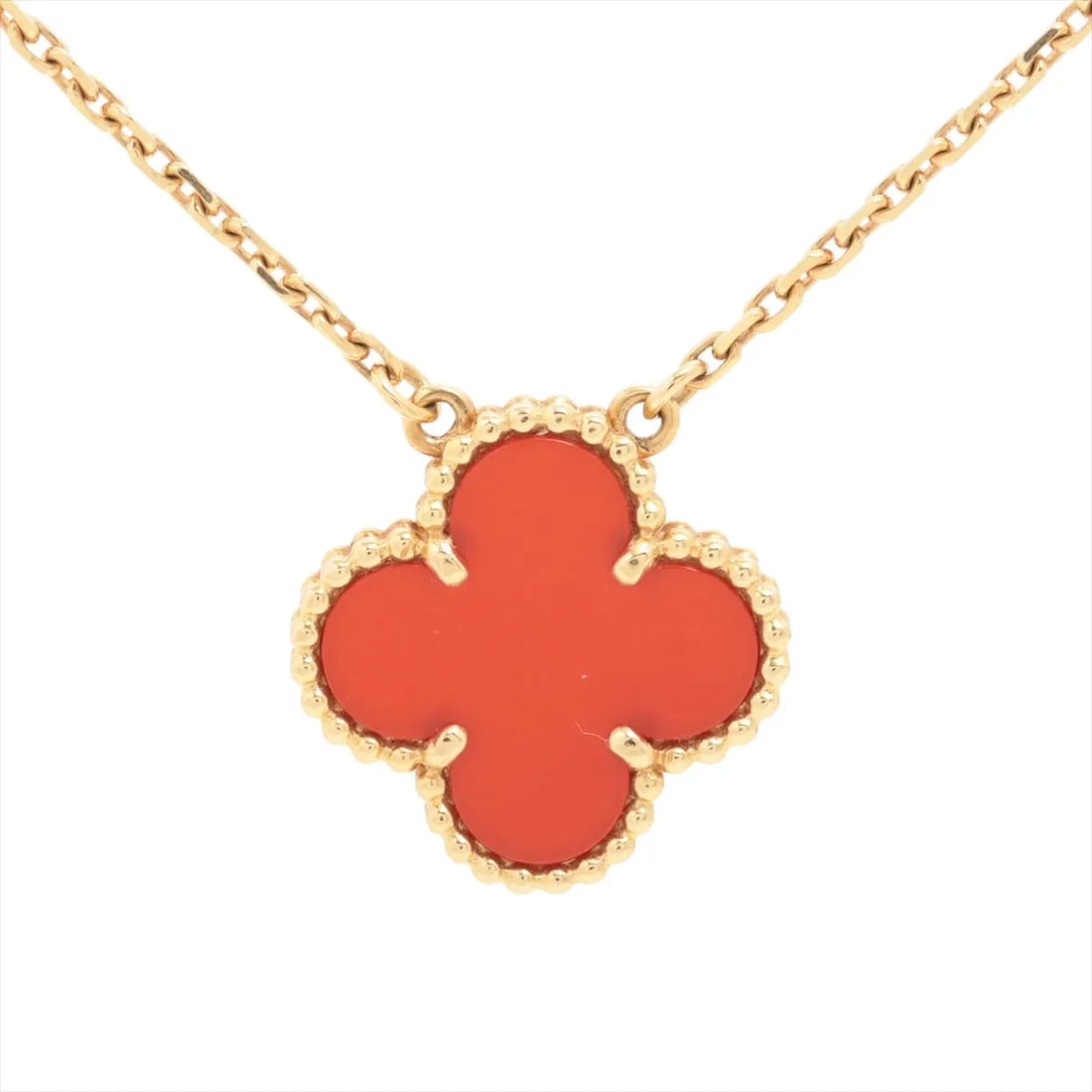 VAN CLEEF & ARPELS ALHAMBRA CARNELIAN NECKLACE 750(YG): Van Cleef & Arpels Alhambra Carnelian Necklace 750(YG) Brand: Van Cleef & Arpels Type/Style: Necklace Material: 750(YG) Color: yellow Gold Size: Chain length:42.1cm Accessories: None Accessories