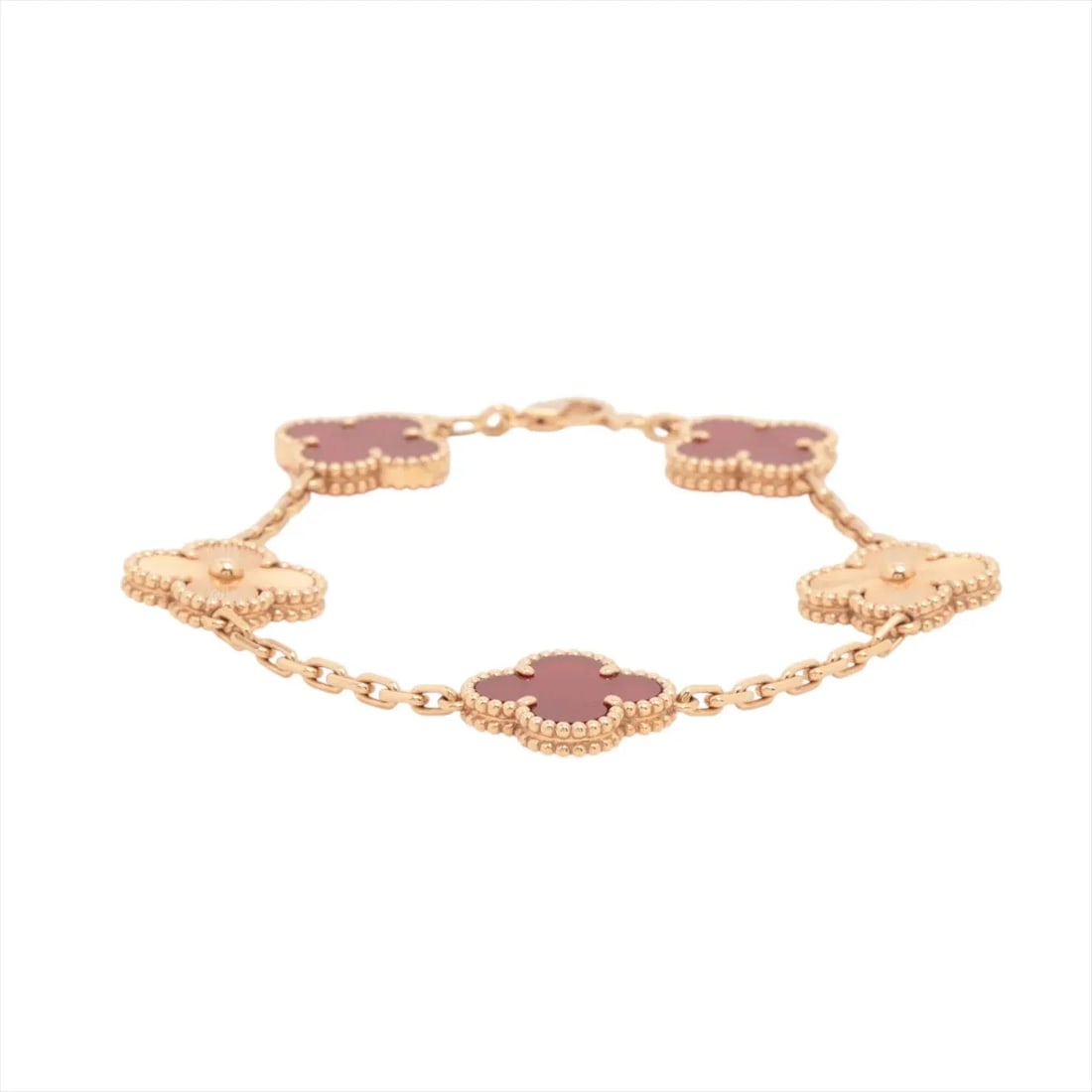 VAN CLEEF & ARPELS CARNELIAN BRACELET 750(PG): Van Cleef & Arpels Carnelian Bracelet 750(PG) Brand: Van Cleef & Arpels Type/Style: Bracelet Material: 750(PG) Color: Pink Gold Size: Bracelet length:18.5cm Accessories: None Accessories N
