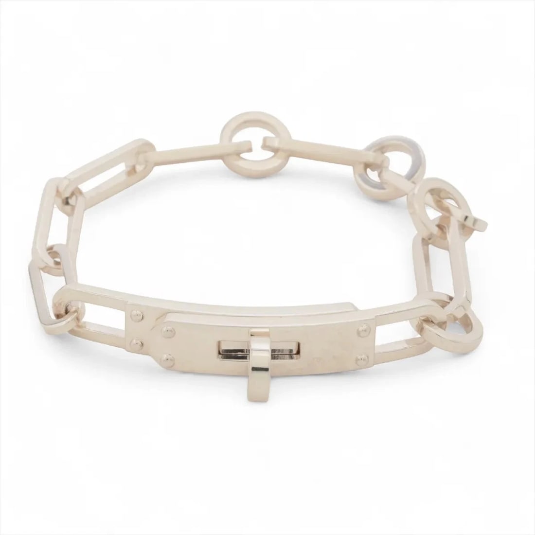 HERMES KELLY SIMPLE BRACELET 925 SILVER: Hermes Kelly Simple Bracelet 925 Silver Brand: Hermes Type/Style: Bracelet Material: 925 Color: Silver Size: Bracelet length:15cm Accessories: None Accessories Notice: When purchasing pre-owned