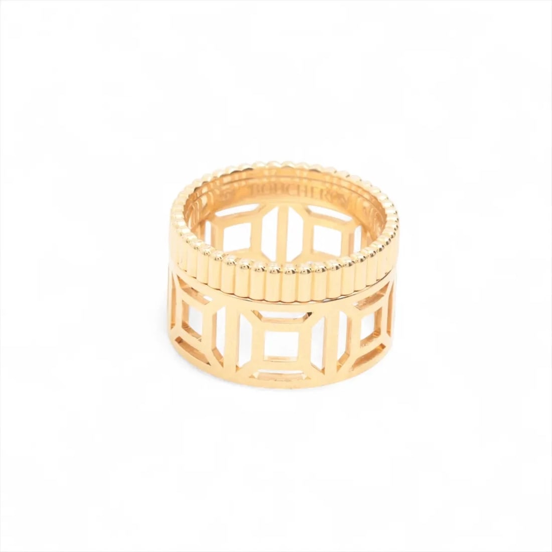 BOUCHERON QUATRE RADIANT OPEN WORK RING 750(YG): Boucheron Quatre Radiant Open Work Ring 750(YG) Brand: Boucheron Type/Style: Ring Material: 750(YG) Color: YG Size: 5.5 - 5.75 US Accessories: None Accessories Notice: When purchasing pre-