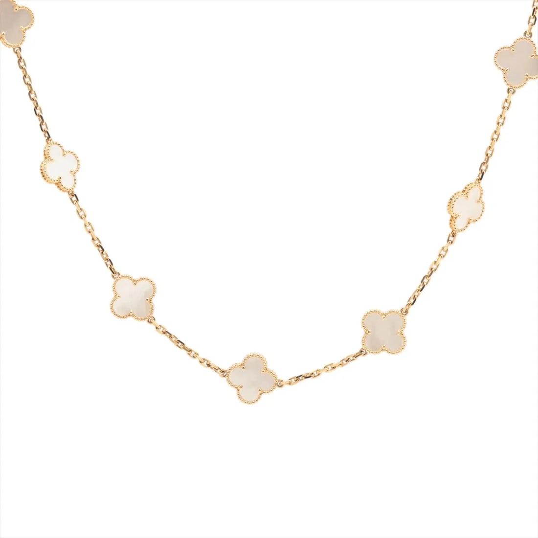 VAN CLEEF & ARPELS ALHAMBRA NECKLACE 750(YG): Van Cleef & Arpels Alhambra Necklace 750(YG) Brand: Van Cleef & Arpels Type/Style: Necklace Material: 750(YG) Color: Yellow Gold Size: Chain length:85.6cm Accessories: None Accessories Notice: When