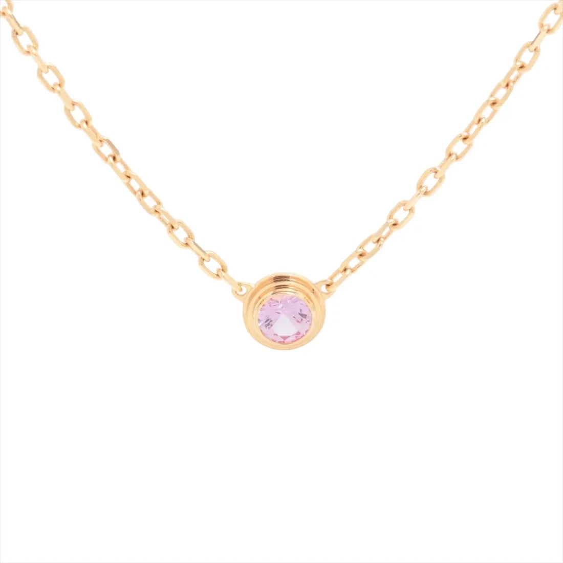 CARTIER D'AMOUR PINK SAPPHIRE NECKLACE 750(PG): Cartier D'amour Pink sapphire Necklace 750(PG) Brand: Cartier Type/Style: Necklace Material: 750(PG) Color: Pink Gold Size: Chain length:40.8cm Accessories: None Accessories Notice: When purchasing