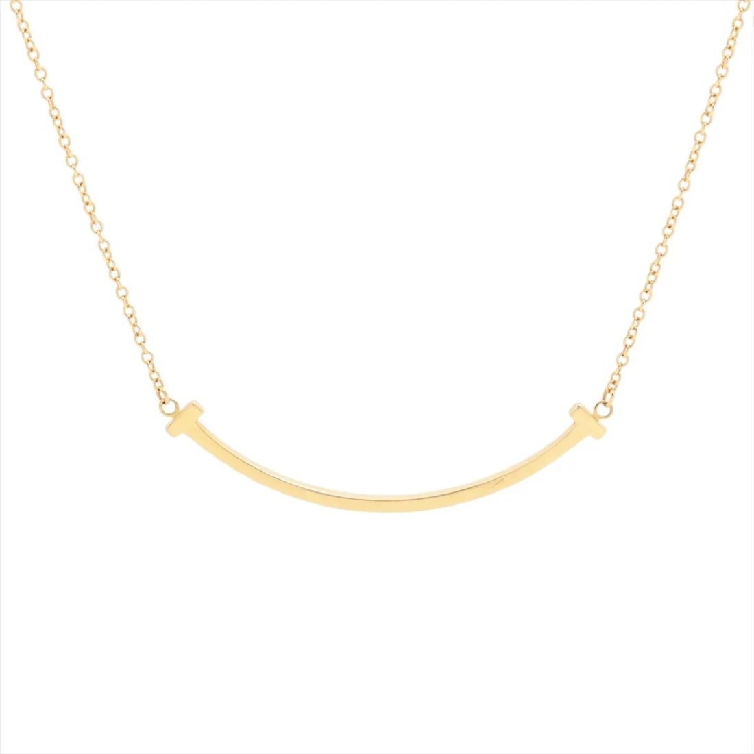 TIFFANY T SMILE SMALL NECKLACE 750(YG): Tiffany T Smile Small Necklace 750(YG) Brand: Tiffany Type/Style: Necklace Material: 750(YG) Color: yellow Gold Size: Chain length:46cm Accessories: None Accessories Notice: When purchasing pre-owned