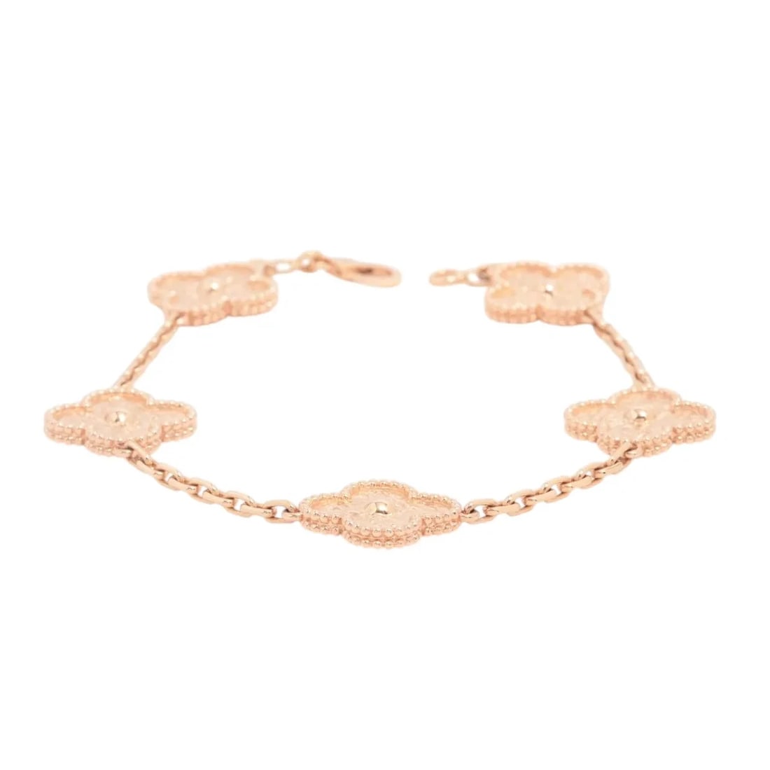 VAN CLEEF & ARPELS ALHAMBRA BRACELET 750(PG): Van Cleef & Arpels Alhambra Bracelet 750(PG) Brand: Van Cleef & Arpels Type/Style: Bracelet Material: 750(PG) Color: Pink Gold Size: Bracelet length:19.3cm Accessories: None Accessories Notice: When