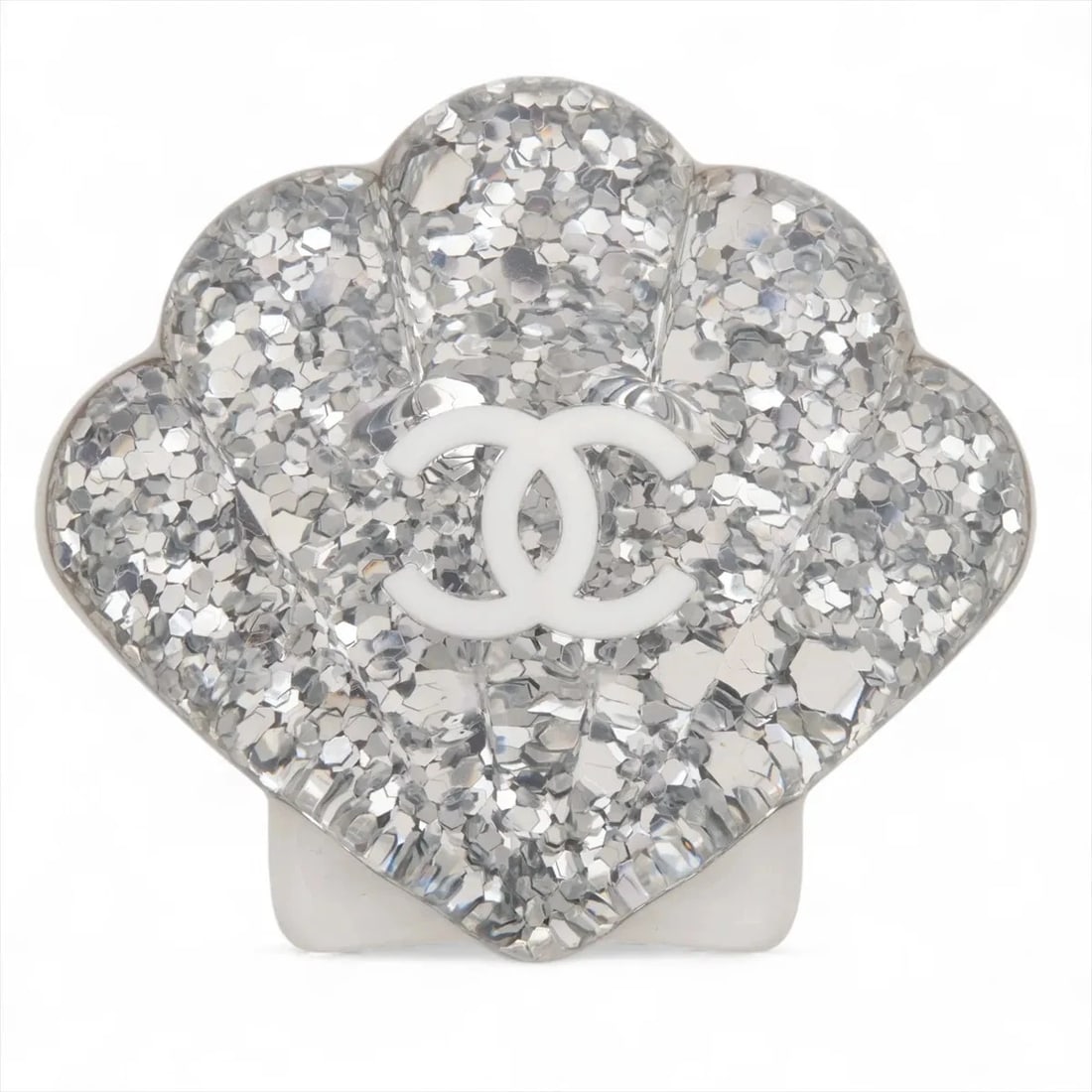 CHANEL COCO MARK BROOCH GP X RESIN SILVER X WHITE: Chanel Coco Mark Brooch GP x resin silver x white Brand: Chanel Type/Style: Brooch Material: GP x resin Color: silver x white Size: none Accessories: None Accessories Notice: When purchasing