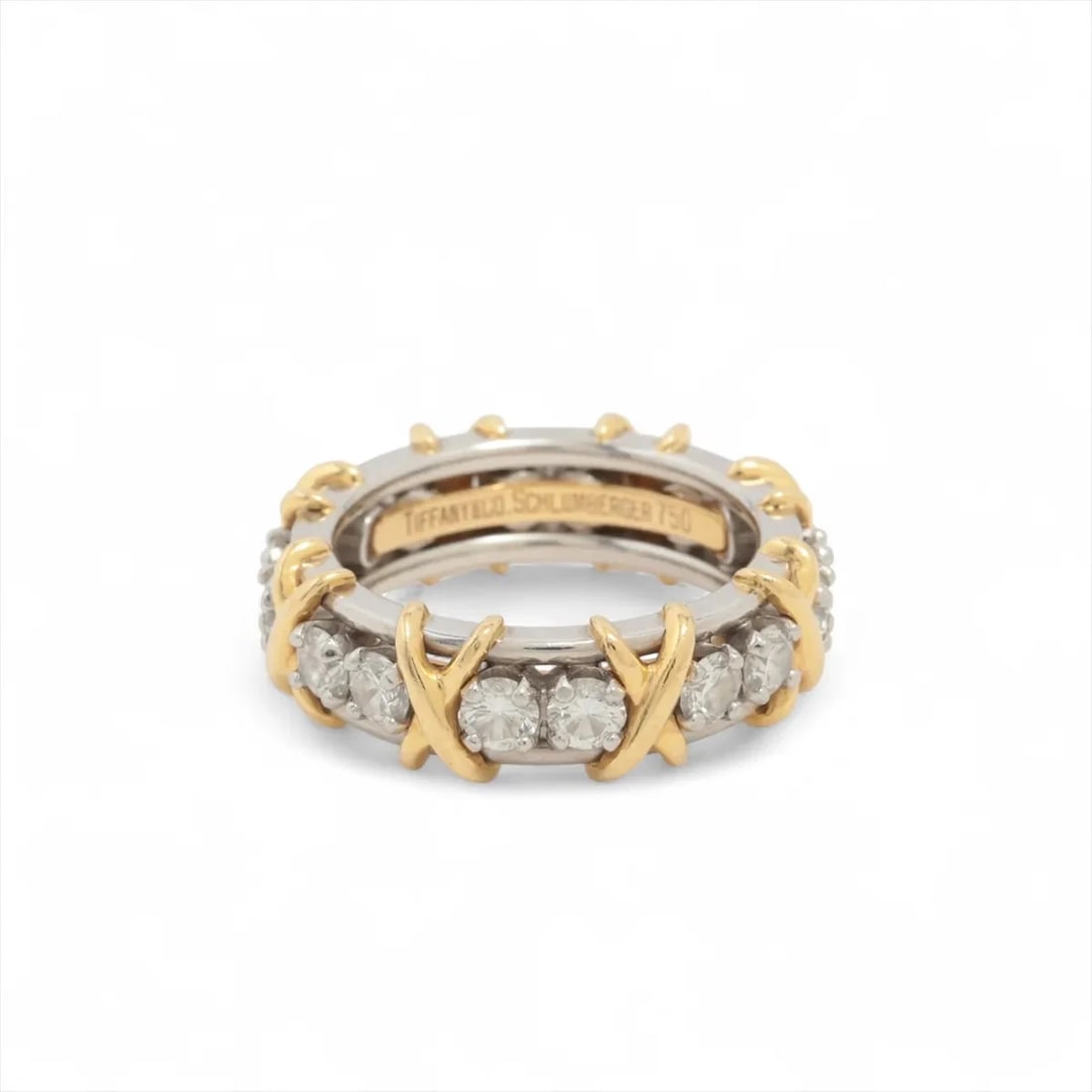TIFFANY JEAN SCHRAMBERSEE DIAMOND RING 750(YG)?PT950: Tiffany Jean Schrambersee diamond Ring 750(YG)?Pt950 Brand: Tiffany Type/Style: Ring Material: 750(YG)?Pt950 Color: YG,Silver Size: 4 US Accessories: None Accessories Notice: When purchasing