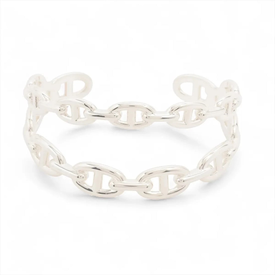 HERMES CHENE DUNKLE ENCHENEABLE BANGLE LG 925 SILVER: Hermes Chene Dunkle Encheneable Bangle LG 925 Silver Brand: Hermes Type/Style: Bracelet Material: 925 Color: Silver Size: Bracelet length:16cm Accessories: None Accessories Notice: When pu
