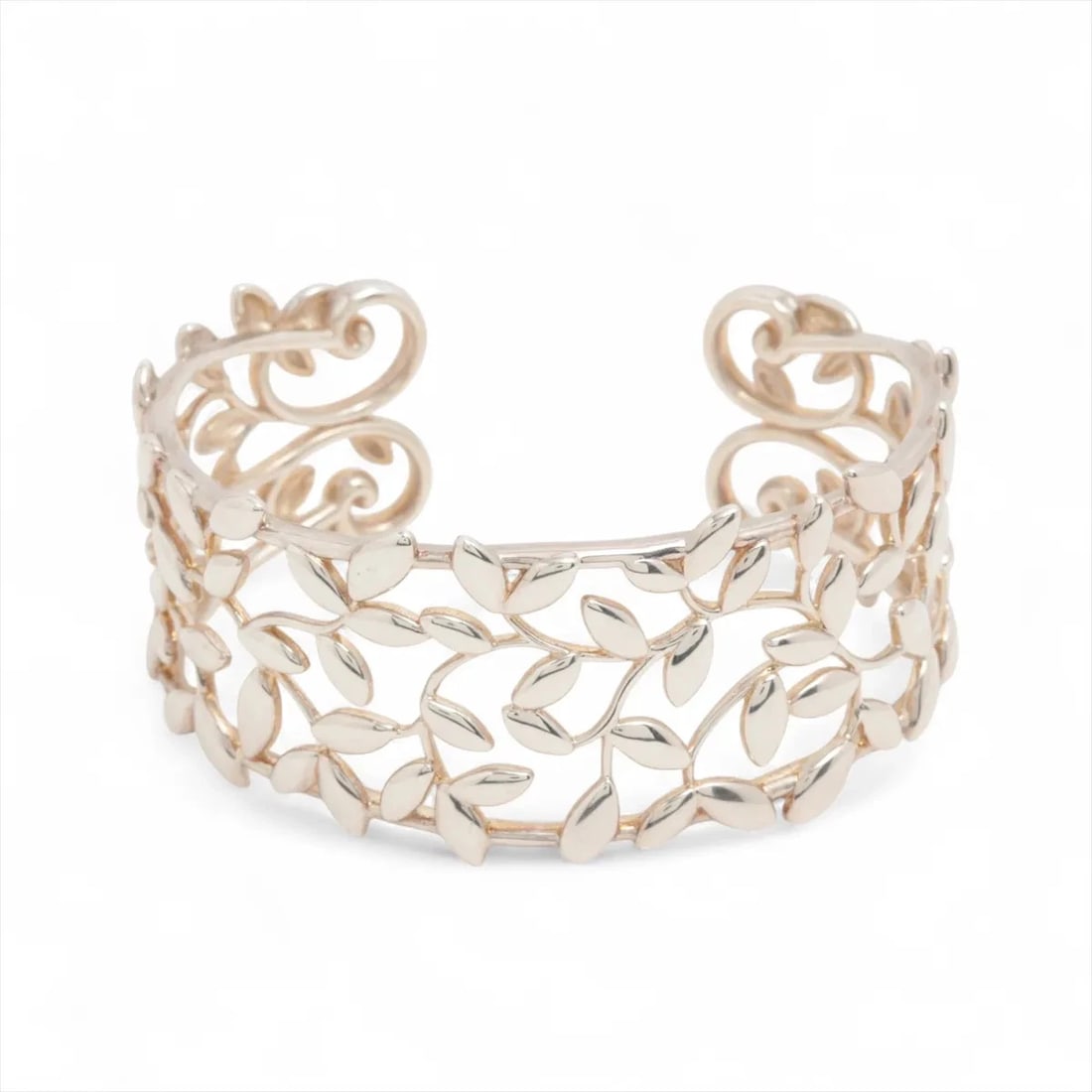 TIFFANY OLIVE LEAF BANGLE 925 SILVER: Tiffany Olive Leaf Bangle 925 Silver Brand: Tiffany Type/Style: Bracelet Material: 925 Color: Silver Size: Bracelet length:14cm Accessories: None Accessories Notice: When purchasing pre-ow