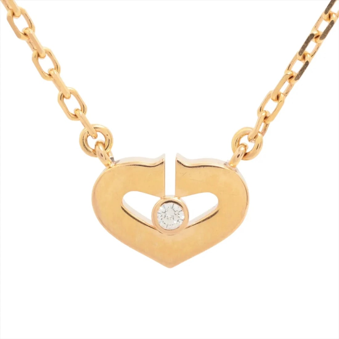 CARTIER C HEART DIAMOND NECKLACE 750(YG): Cartier C Heart diamond Necklace 750(YG) Brand: Cartier Type/Style: Necklace Material: 750(YG) Color: Yellow Gold Size: Chain length:39.6cm Accessories: None Accessories Notice: When purch