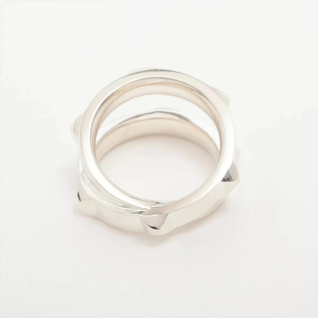 HERMES CRUDU H DOUBLE RING 925 SILVER: Hermes Crudu H double Ring 925 Silver Brand: Hermes Type/Style: Ring Material: 925 Color: Silver Size: 5.5 - 5.75 US Accessories: None Accessories Notice: When purchasing pre-owned goods, please