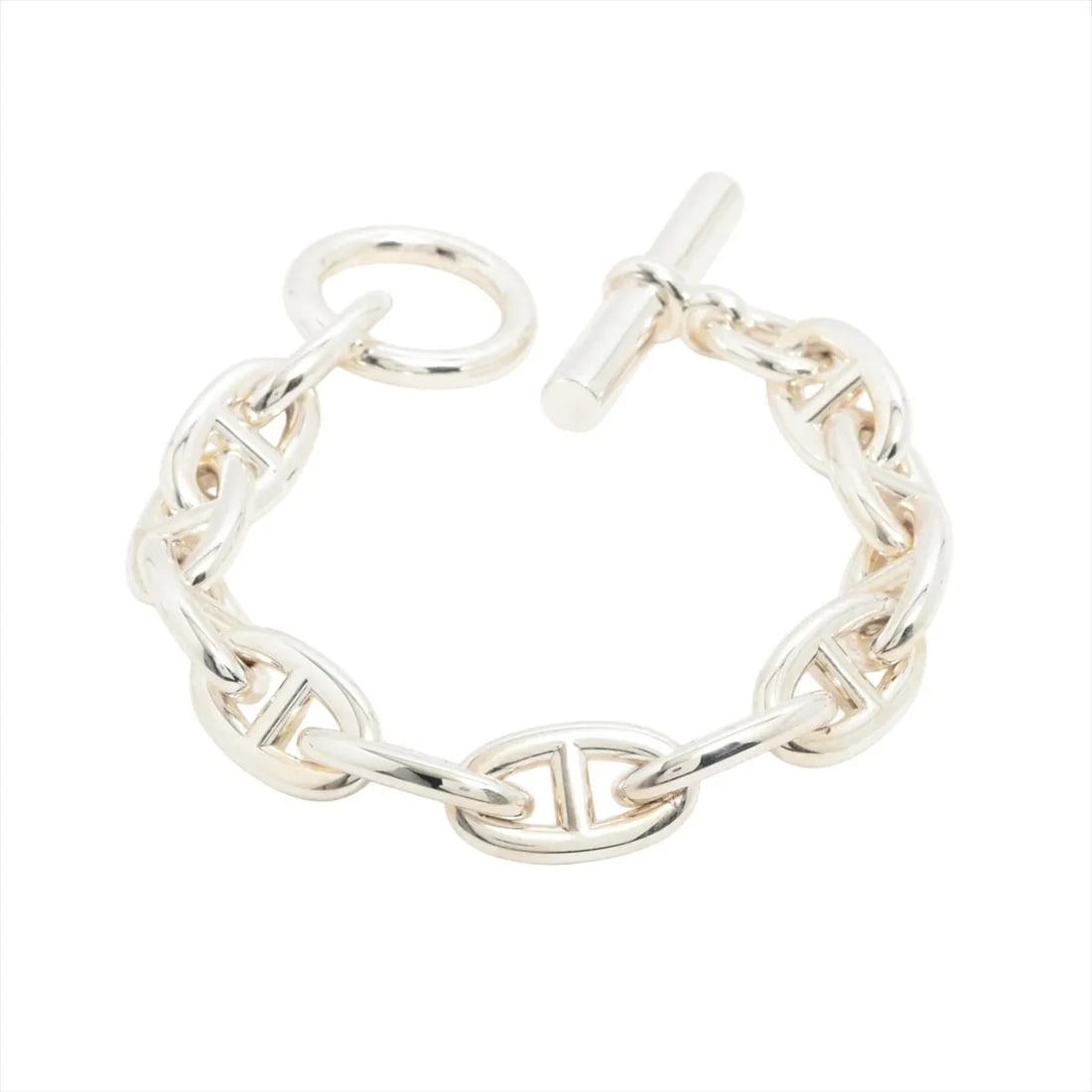 HERMES CHAINE D'ANCRE GM BRACELET 925 SILVER: Hermes Chaine d'Ancre GM Bracelet 925 Silver Brand: Hermes Type/Style: Bracelet Material: 925 Color: Silver Size: Bracelet length:15cm Accessories: None Accessories Notice: When purchasing pre-owned