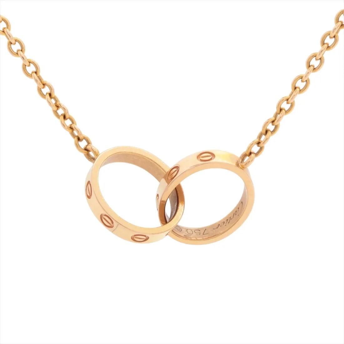 CARTIER BABY LOVE NECKLACE 750(PG): Cartier Baby Love Necklace 750(PG) Brand: Cartier Type/Style: Necklace Material: 750(PG) Color: PG Size: Chain length:45.8cm Accessories: None Accessories Notice: When purchasing pre-owned goods,