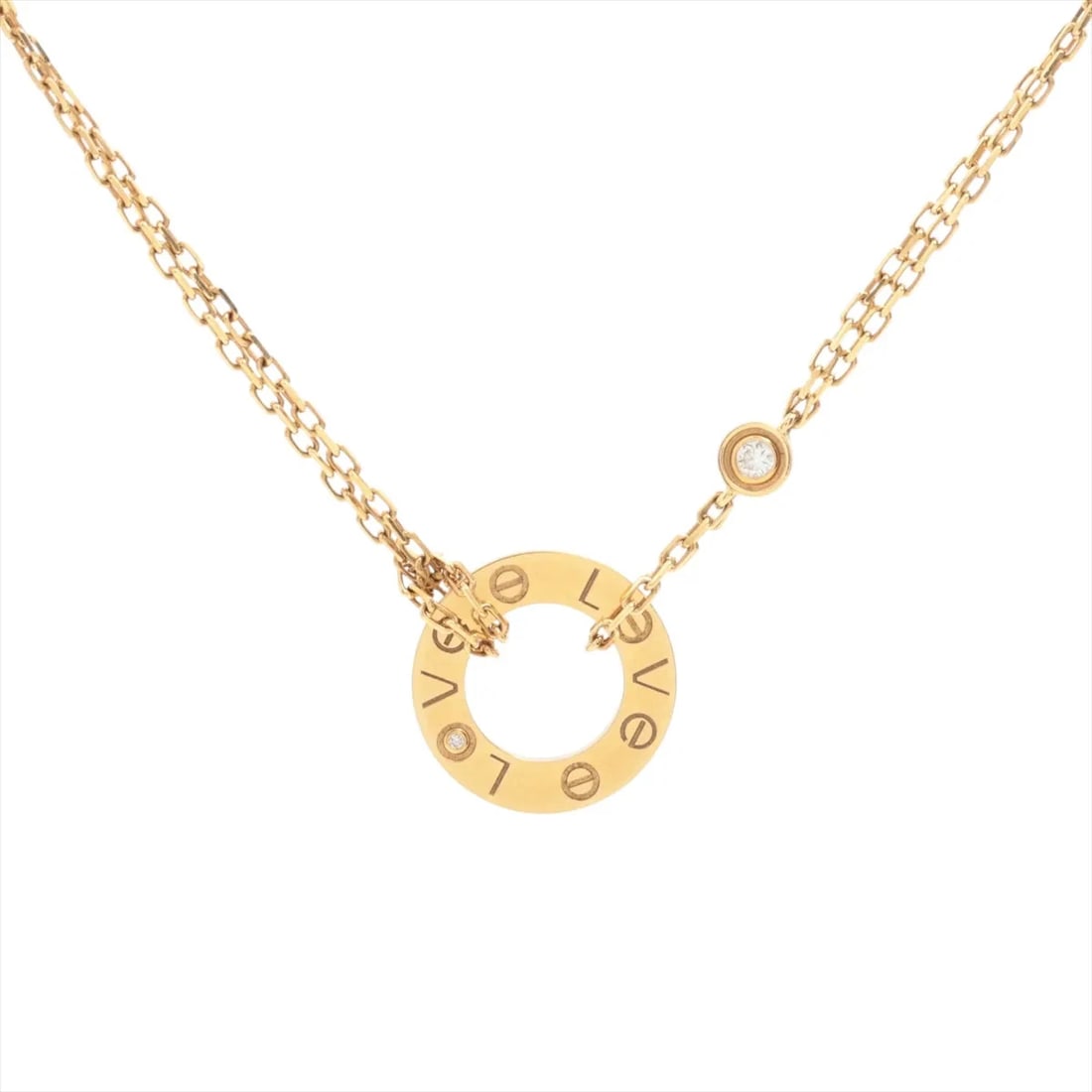 CARTIER LOVE CIRCLE DIAMOND NECKLACE 750(YG): Cartier Love Circle diamond Necklace 750(YG) Brand: Cartier Type/Style: Necklace Material: 750(YG) Color: yellow Gold Size: Chain length:41.1cm Accessories: None Accessories Notice: When purchasing