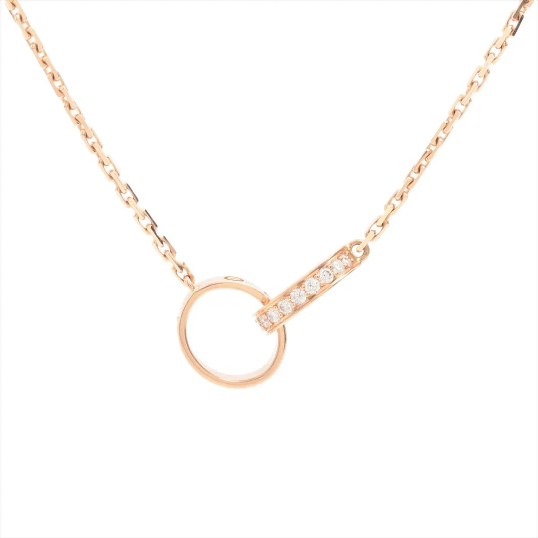 CARTIER BABY LOVE DIAMOND NECKLACE 750(PG): Cartier Baby Love diamond Necklace 750(PG) Brand: Cartier Type/Style: Necklace Material: 750(PG) Color: Pink Gold Size: Chain length:43.8cm Accessories: None Accessories Notice: When purchasing
