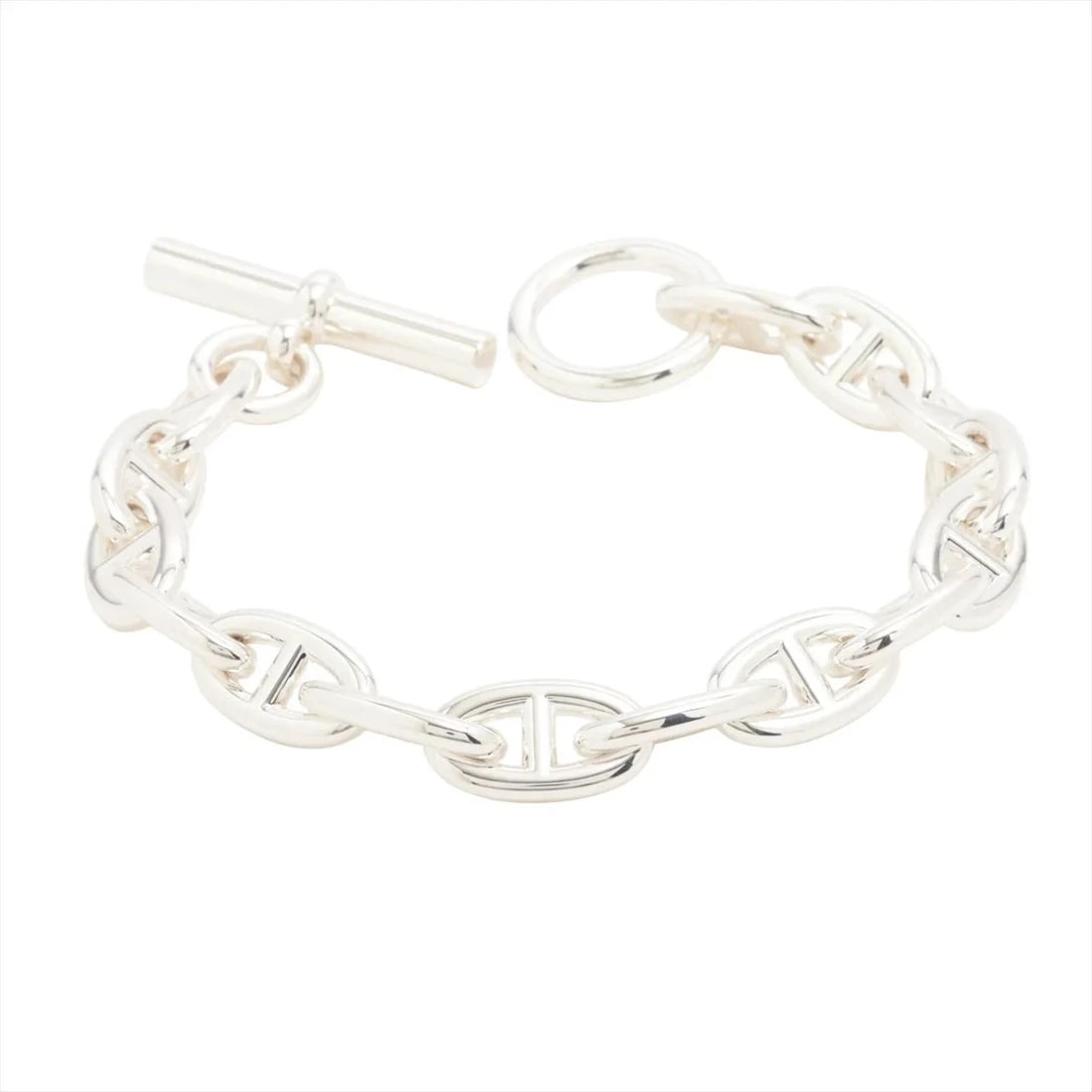 HERMES CHAINE D'ANCRE GM BRACELET 925 SILVER: Hermes Chaine d'Ancre GM Bracelet 925 Silver Brand: Hermes Type/Style: Bracelet Material: 925 Color: Silver Size: Bracelet length:19.5cm Accessories: None Accessories Notice: When purchasing