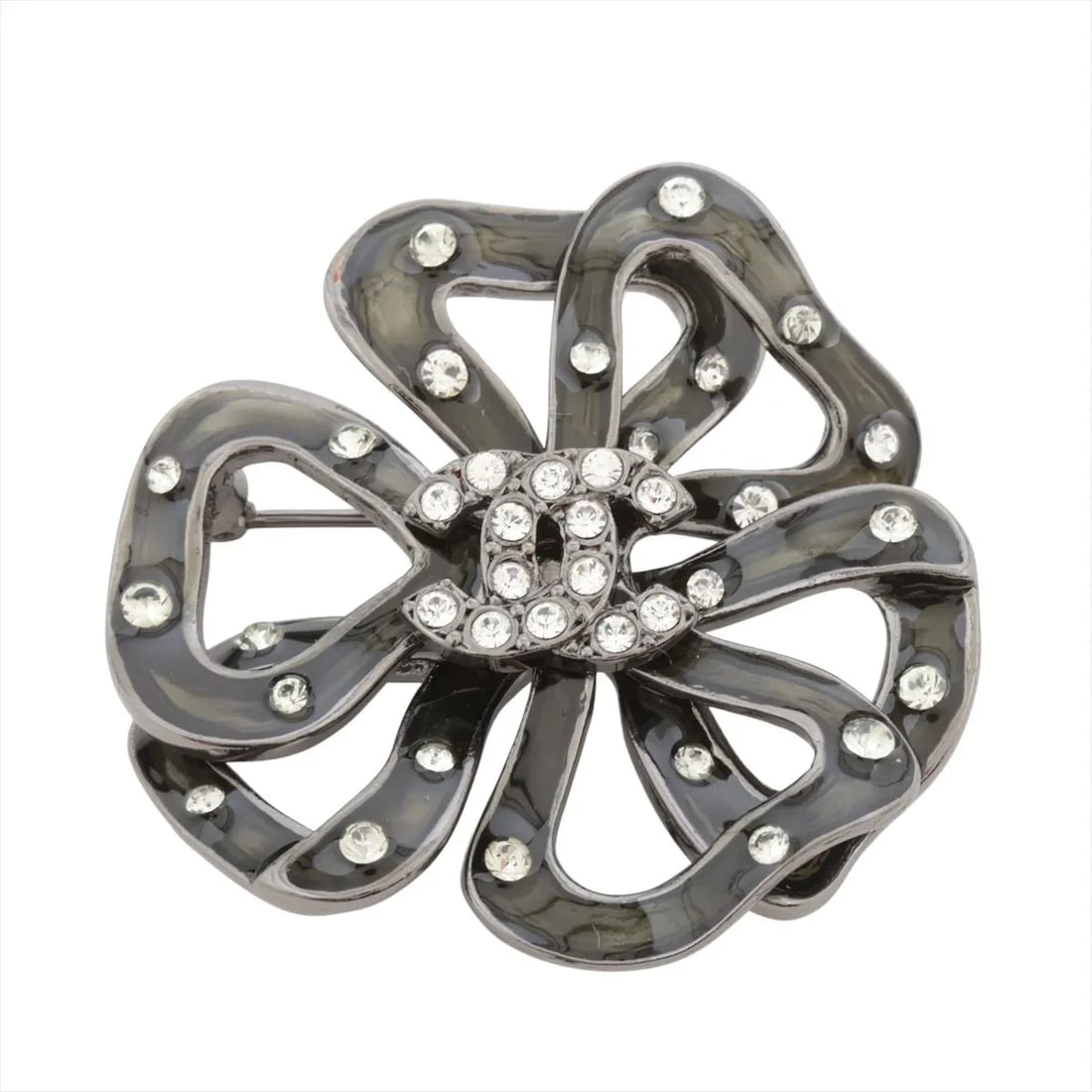 CHANEL COCO MARK BROOCH GP?RHINESTONE SILVER X BLACK: Chanel Coco Mark Brooch GP?Rhinestone silver x black Brand: Chanel Type/Style: Brooch Material: GP?Rhinestone Color: silver x black Size: none Accessories: None Accessories Notice: When purchasing
