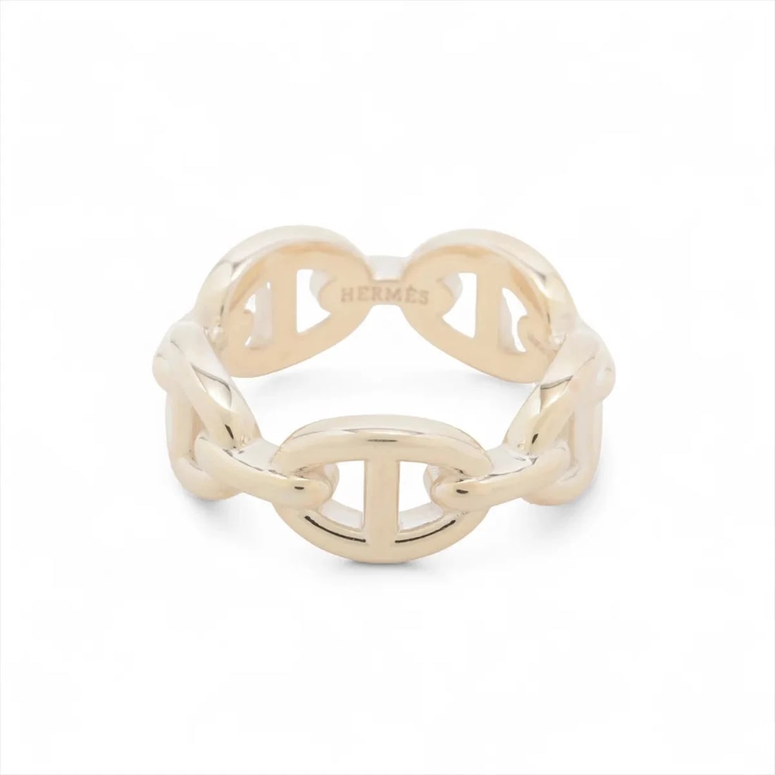 HERMES CHAINE D'ANCRE ENCHAINEE RING 925 SILVER: Hermes Chaine d'Ancre Enchainee Ring 925 Silver Brand: Hermes Type/Style: Ring Material: 925 Color: Silver Size: 6 US Accessories: None Accessories Notice: When purchasing pre-owned goods, please