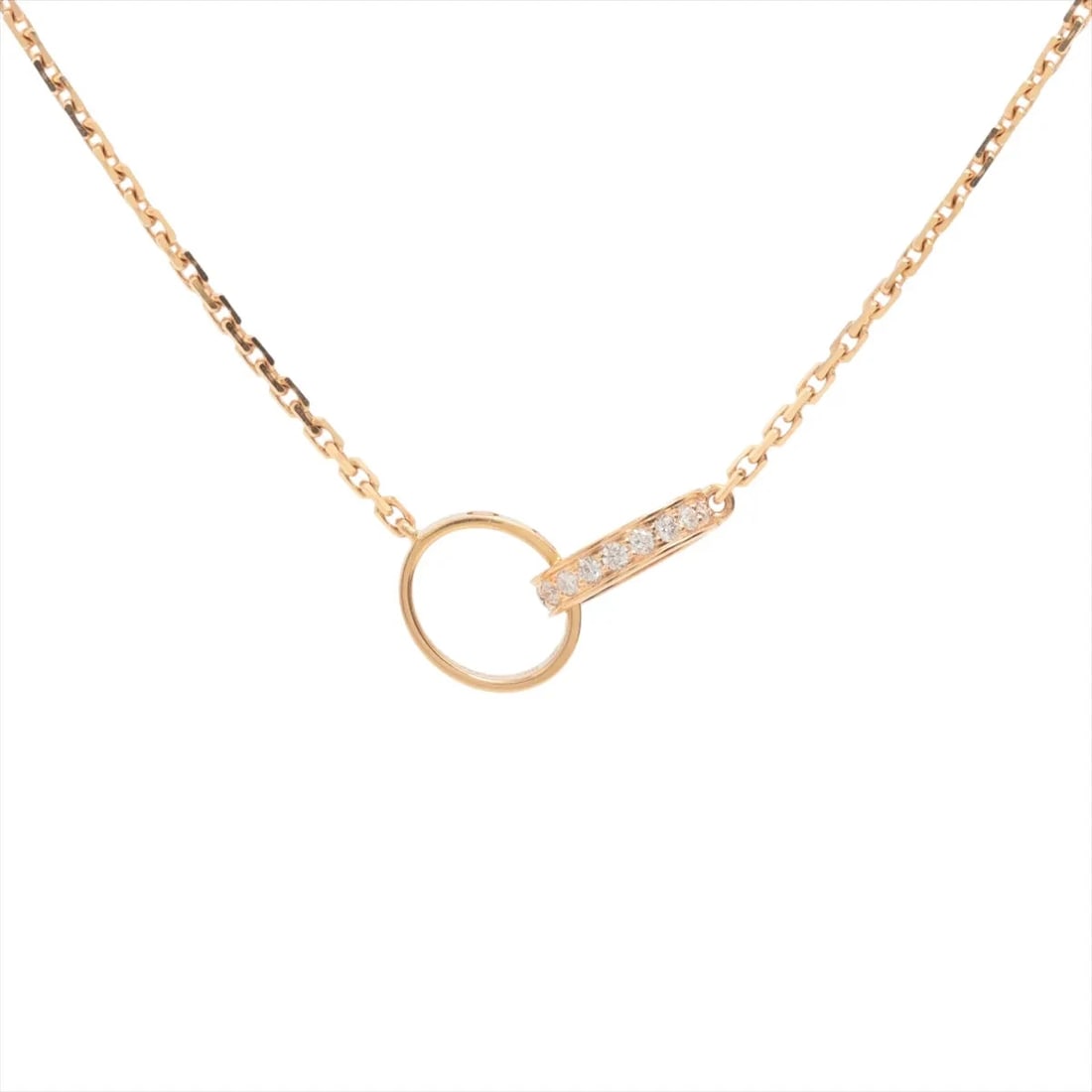 CARTIER BABY LOVE DIAMOND NECKLACE 750(PG): Cartier Baby Love diamond Necklace 750(PG) Brand: Cartier Type/Style: Necklace Material: 750(PG) Color: Pink Gold Size: Chain length:44.5cm Accessories: None Accessories Notice: When purchasing