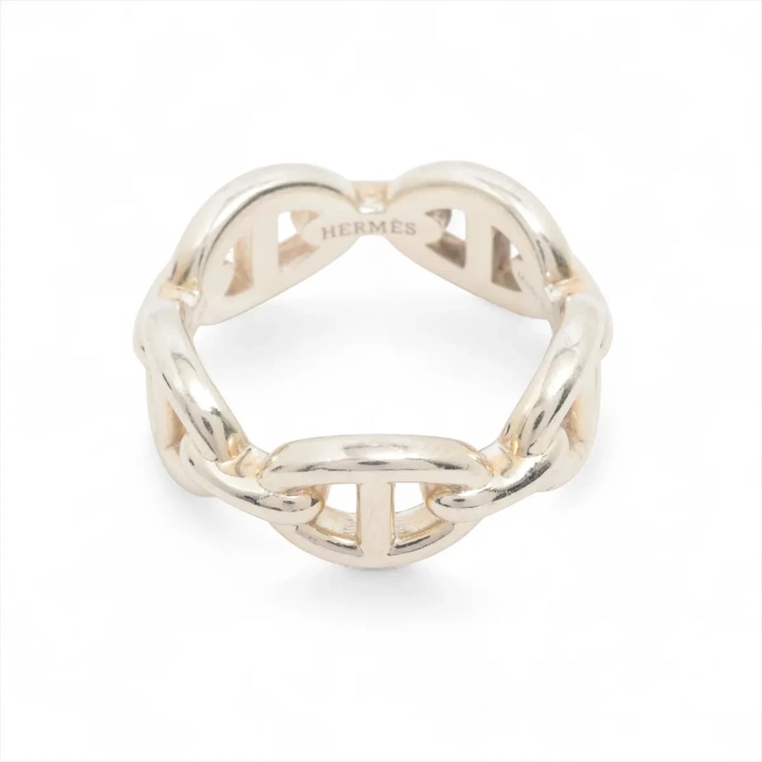 HERMES CHAINE D'ANCRE ENCHAINEE RING 925 SILVER: Hermes Chaine d'Ancre Enchainee Ring 925 Silver Brand: Hermes Type/Style: Ring Material: 925 Color: Silver Size: 5.25 US Accessories: None Accessories Notice: When purchasing pre-owned goo