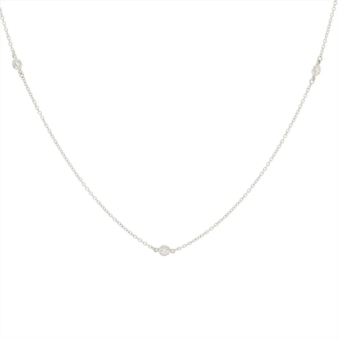 TIFFANY BY THE YARD DIAMOND NECKLACE PT950: Tiffany By the Yard diamond Necklace Pt950 Brand: Tiffany Type/Style: Necklace Material: Pt950 Color: Silver Size: Chain length:40.8cm Accessories: None Accessories Notice: When purchasing pre-owned