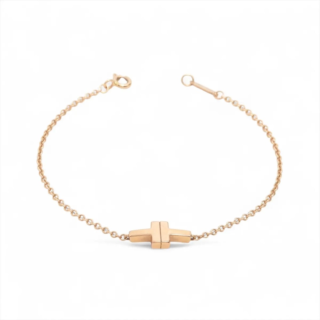 TIFFANY T TWO SINGLE CHAIN BRACELET 750(PG): Tiffany T TWO single chain Bracelet 750(PG) Brand: Tiffany Type/Style: Bracelet Material: 750(PG) Color: Pink Gold Size: Bracelet length:17.1cm Accessories: None Accessories Notice: When purchasing