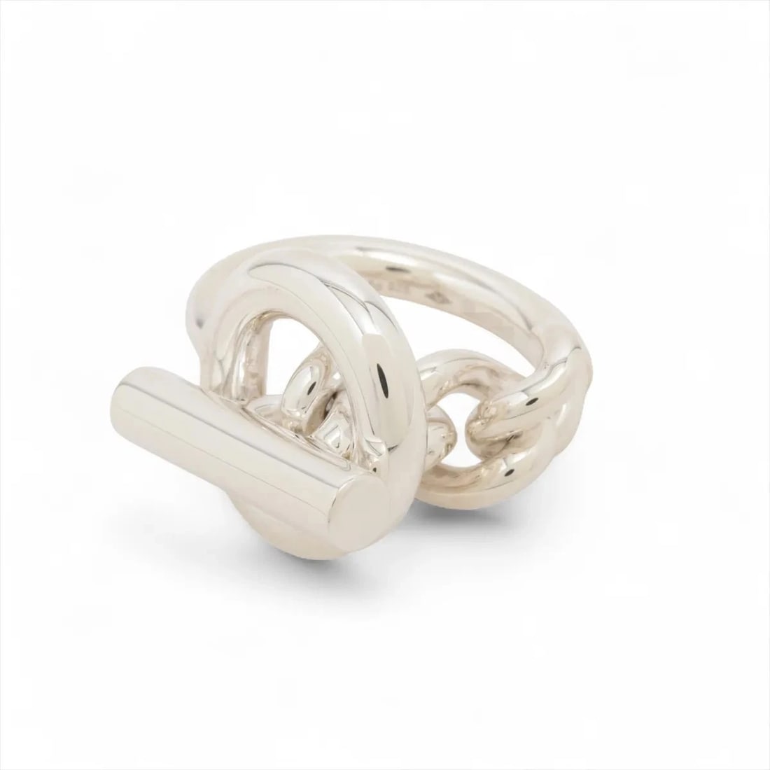 HERMES CROISET RING 925 SILVER: Hermes Croiset Ring 925 Silver Brand: Hermes Type/Style: Ring Material: 925 Color: Silver Size: 4.75 - 5 US Accessories: None Accessories Notice: When purchasing pre-owned goods, please refer to the