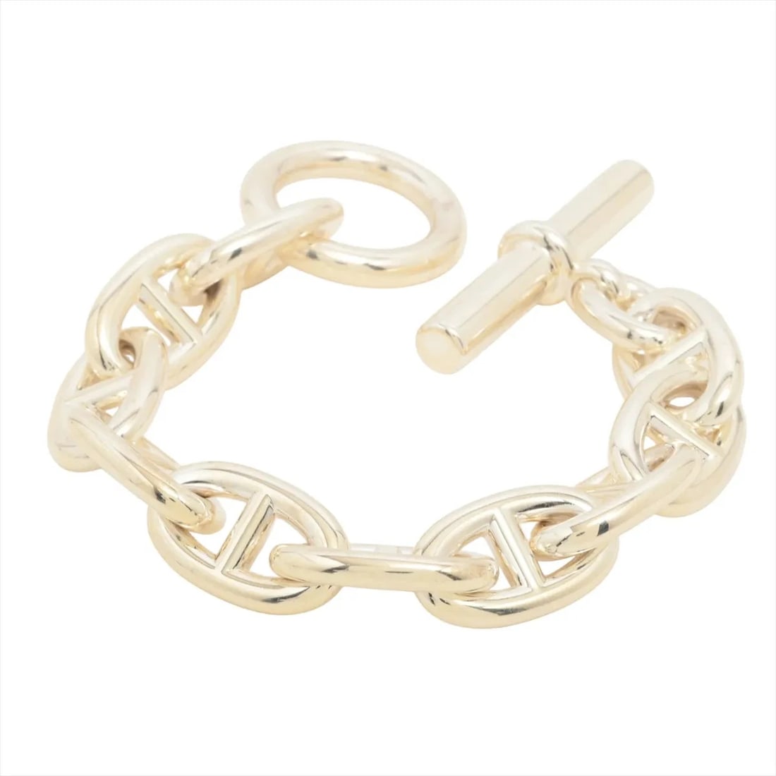 HERMES CHAINE D'ANCRE TGM BRACELET 925 SILVER: Hermes Chaine d'Ancre TGM Bracelet 925 Silver Brand: Hermes Type/Style: Bracelet Material: 925 Color: Silver Size: Bracelet length:14cm Accessories: None Accessories Notice: When purchasing pre-owned