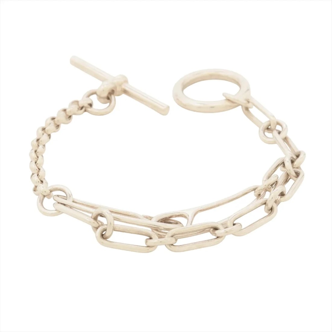 HERMES CHAINE D'ANCRE PUNKS BRACELET 925 SILVER: Hermes Chaine d'Ancre punks Bracelet 925 Silver Brand: Hermes Type/Style: Bracelet Material: 925 Color: Silver Size: Bracelet length:15cm Accessories: None Accessories Notice: When purchasing