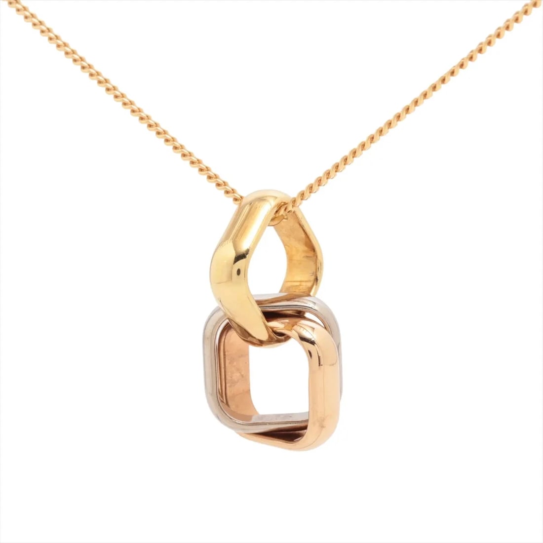 CARTIER TRINITY CUSHION NECKLACE 750(YG?PG?WG): Cartier Trinity Cushion Necklace 750(YG?PG?WG) Brand: Cartier Type/Style: Necklace Material: 750(YG?PG?WG) Color: YG,WG,PG Size: Chain length:49.8cm Accessories: None Accessories Notice: When