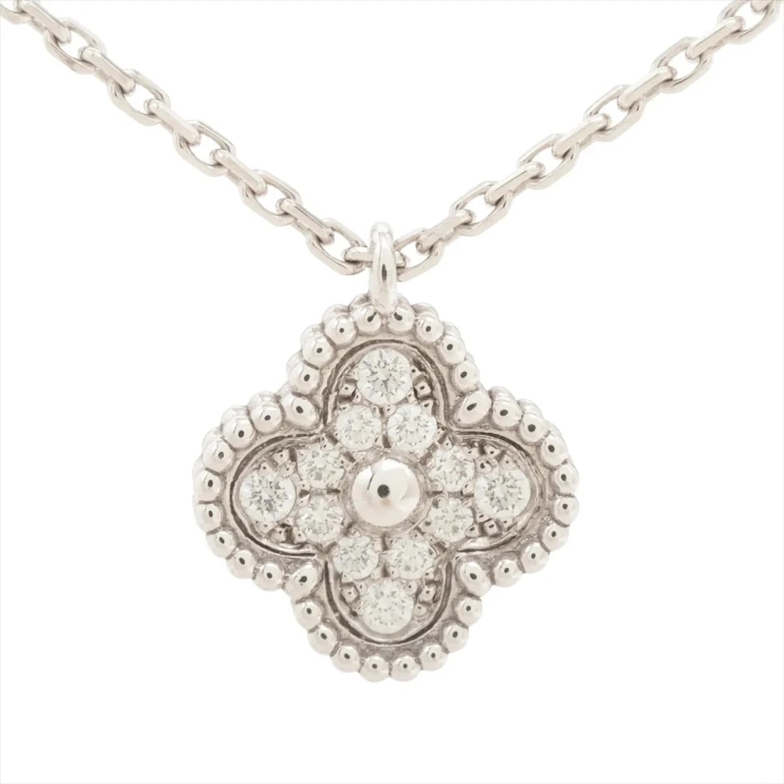 VAN CLEEF & ARPELS SWEET NECKLACE 750(WG): Van Cleef & Arpels Sweet Necklace 750(WG) Brand: Van Cleef & Arpels Type/Style: Necklace Material: 750(WG) Color: White Gold Size: Chain length:40cm Accessories: None Accessories Notice: When