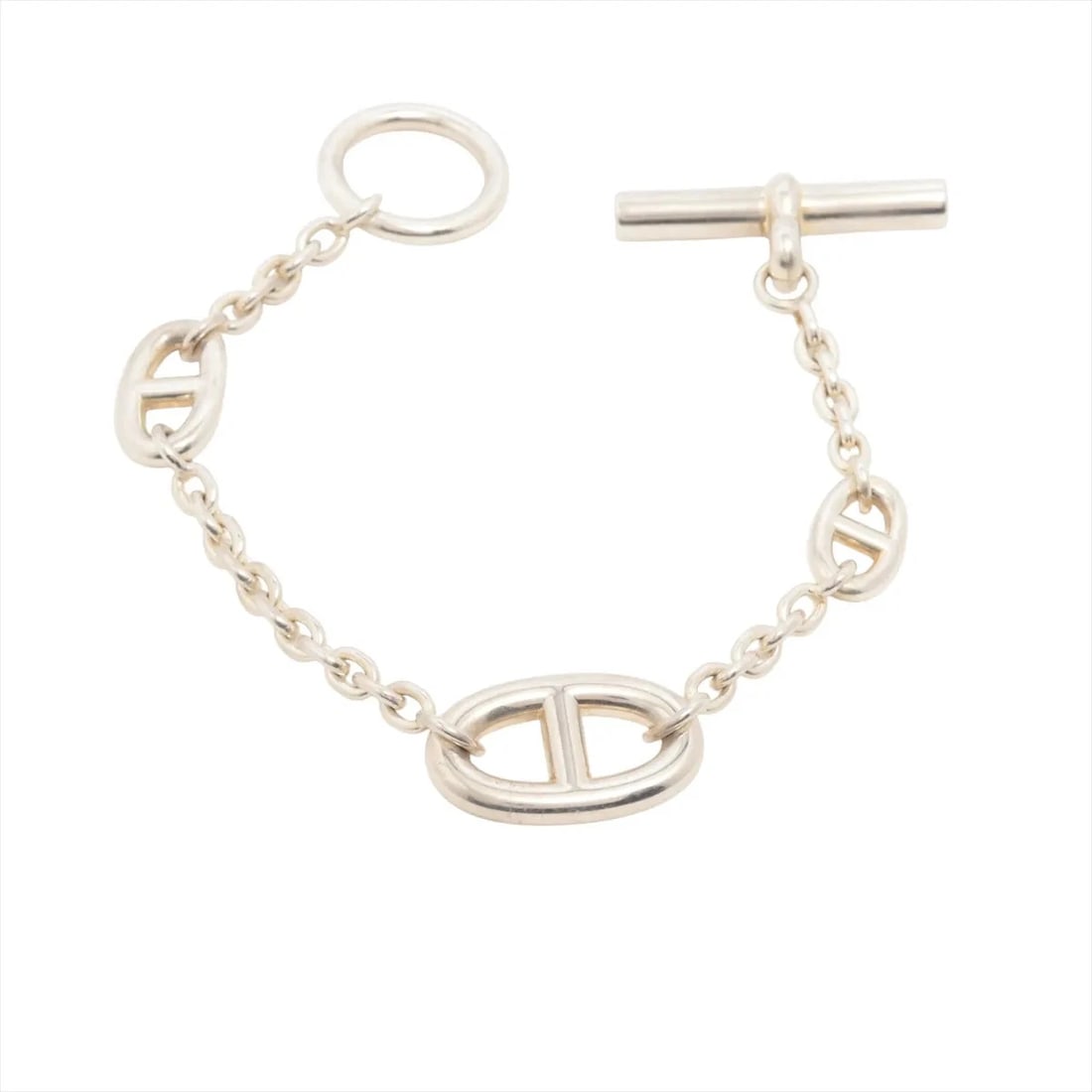 HERMES CHAINE D'ANCRE FARANDOLE BRACELET ST 925 SILVER: Hermes Chaine d'Ancre Farandole Bracelet ST 925 Silver Brand: Hermes Type/Style: Bracelet Material: 925 Color: Silver Size: Bracelet length:15cm Accessories: None Accessories Notice: When purchasing