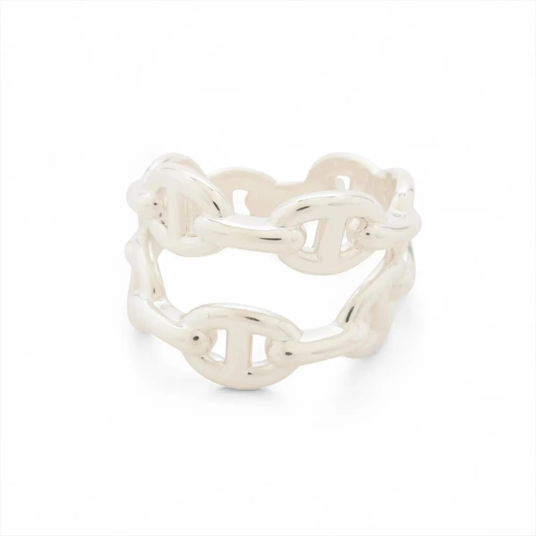 HERMES CHAINE D'ANCRE ENCHAINEE RING 925 SILVER: Hermes Chaine d'Ancre Enchainee Ring 925 Silver Brand: Hermes Type/Style: Ring Material: 925 Color: Silver Size: 6.75 - 7 US Accessories: None Accessories Notice: When purchasing pre-owned goods,