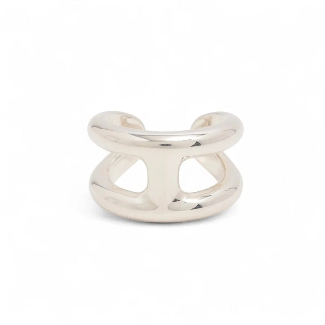 HERMES OSMOZ PM RING 925 SILVER: Hermes Osmoz PM Ring 925 Silver Brand: Hermes Type/Style: Ring Material: 925 Color: Silver Size: 5.5 - 5.75 US Accessories: None Accessories Notice: When purchasing pre-owned goods, please