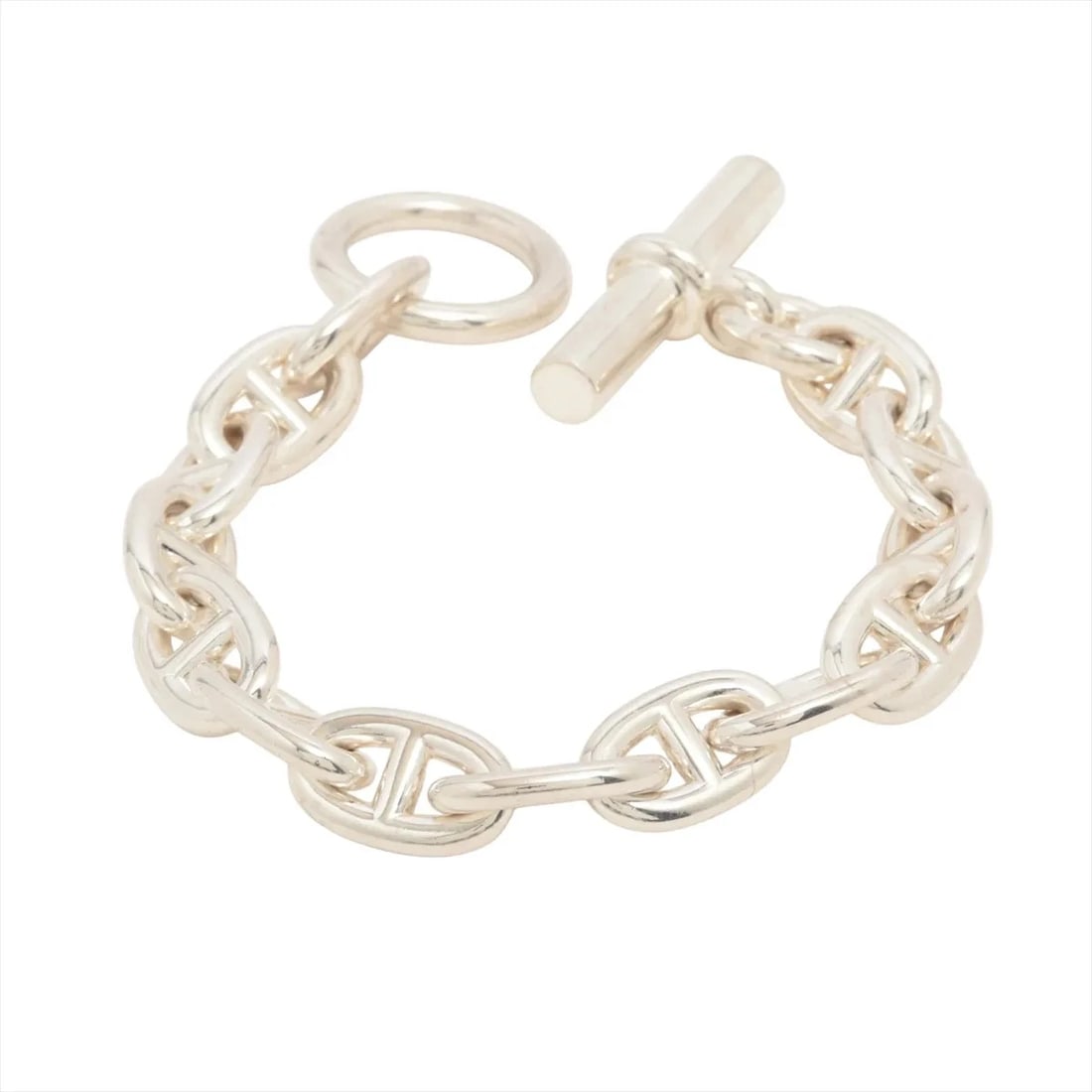 HERMES CHAINE D'ANCRE BRACELET 925 SILVER: Hermes Chaine d'Ancre Bracelet 925 Silver Brand: Hermes Type/Style: Bracelet Material: 925 Color: Silver Size: Bracelet length:14.5cm Accessories: None Accessories Notice: When purchasing pre-owned