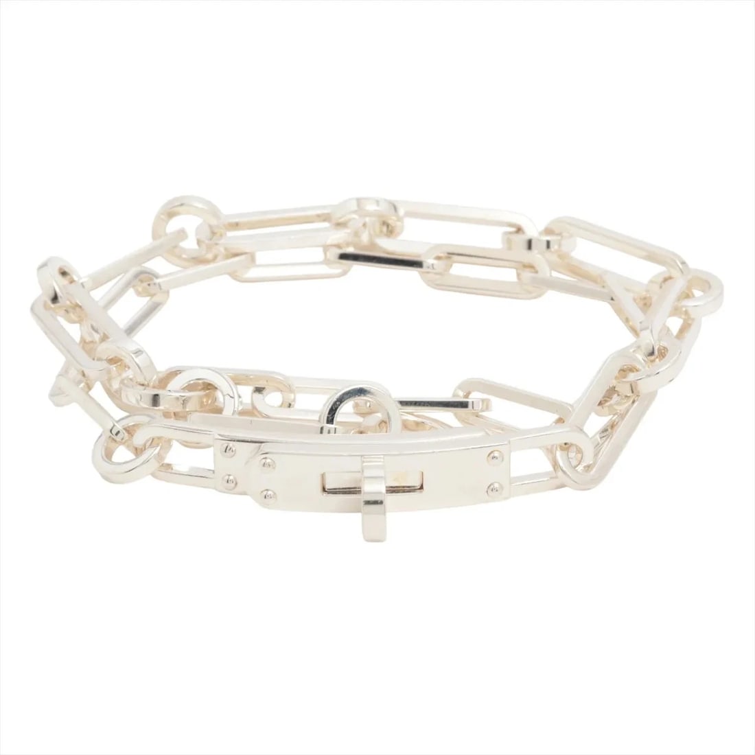 HERMES KELLY SHEANNE DUBLETOUR BRACELET 925 SILVER: Hermes Kelly Sheanne Dubletour Bracelet 925 Silver Brand: Hermes Type/Style: Bracelet Material: 925 Color: Silver Size: Bracelet length:14.5cm Accessories: None Accessories Notice: When purchasing
