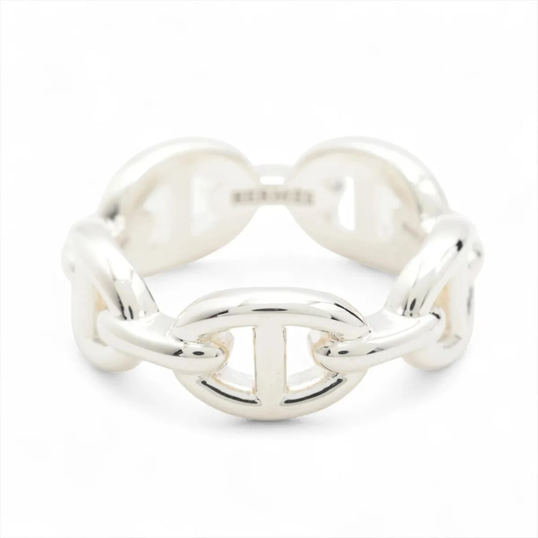 HERMES CHAINE D'ANCRE ENCHAINEE RING 925 SILVER: Hermes Chaine d'Ancre Enchainee Ring 925 Silver Brand: Hermes Type/Style: Ring Material: 925 Color: Silver Size: 5.5 - 5.75 US Accessories: None Accessories Notice: When purchasing pre-owned goods,
