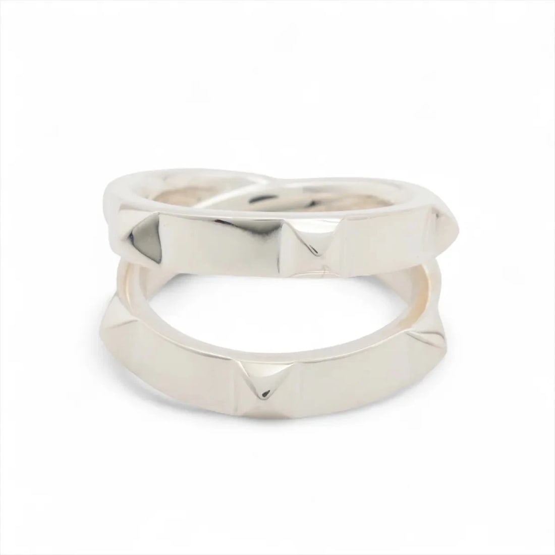 HERMES CRUDU H DOUBLE RING 925 SILVER: Hermes Crudu H double Ring 925 Silver Brand: Hermes Type/Style: Ring Material: 925 Color: Silver Size: 6.25 - 6.5 US Accessories: None Accessories Notice: When purchasing pre-owned goods, please