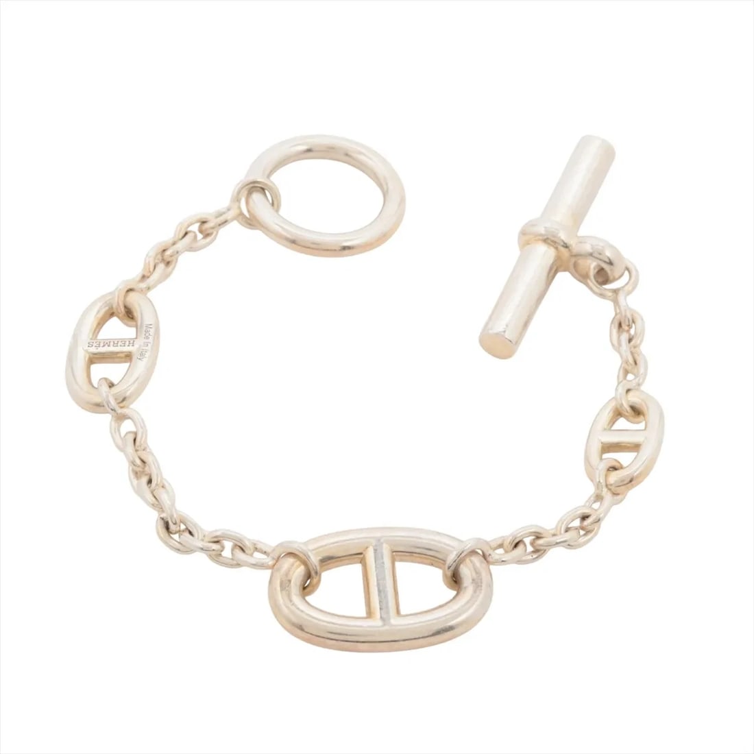 HERMES CHAINE D'ANCRE FARANDOLE BRACELET SH 925 SILVER: Hermes Chaine d'Ancre Farandole Bracelet SH 925 Silver Brand: Hermes Type/Style: Bracelet Material: 925 Color: Silver Size: Bracelet length:13.5cm Accessories: None Accessories Notice: When