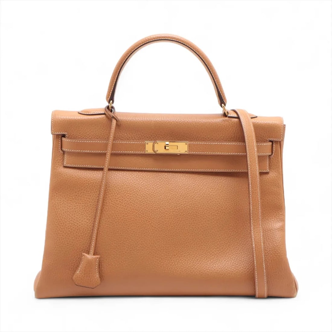 HERMES KELLY 35 LE TOURNAY ARDENNES NATURAL GOLD METAL: Hermes Kelly 35 Le Tournay Ardennes Natural Gold Metal Brand: Hermes Type/Style: Top Handle Bag Material: Ardennes Color: Natural Size: Height:9.4inchLength:13.8inchDepth:4.9inch Accessories: None