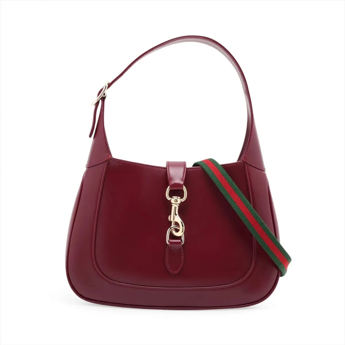 GUCCI JACKIE LEATHER SHOULDER BAG: Gucci Jackie Leather Shoulder bag Brand: Gucci Type/Style: Shoulder Bag Material: Leather Color: Bordeaux Size: Height:7.3inchLength:11.0inchDepth:1.6inch Accessories: None Accessories Not