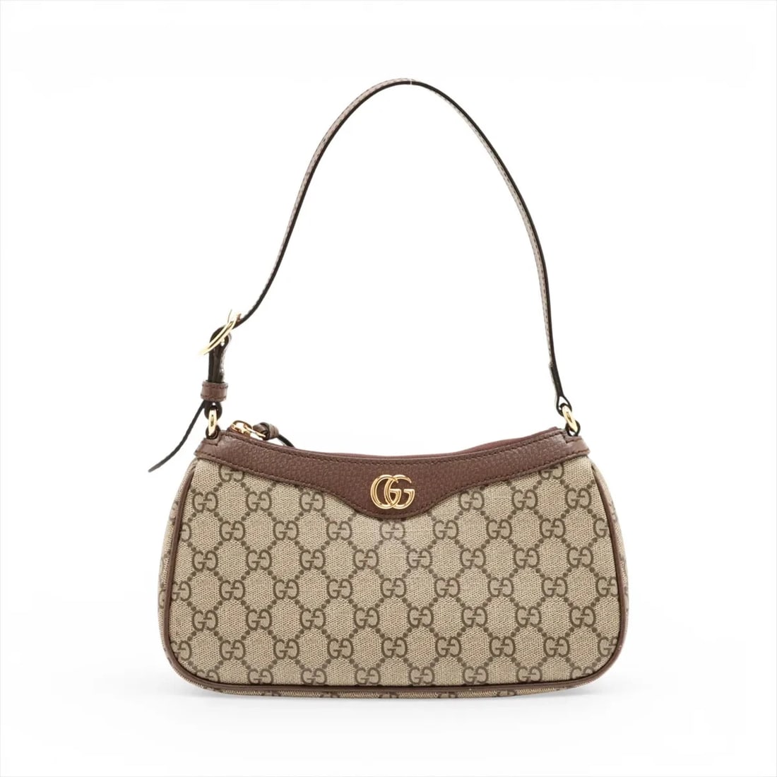 GUCCI GG SUPREME PVC & LEATHER SHOULDER BAG: Gucci GG Supreme PVC & leather Shoulder bag Brand: Gucci Type/Style: Shoulder Bag Material: PVC & leather Color: Brown Size: Height:5.7inchLength:10.0inchDepth:2.4inch Accessories: None Ac