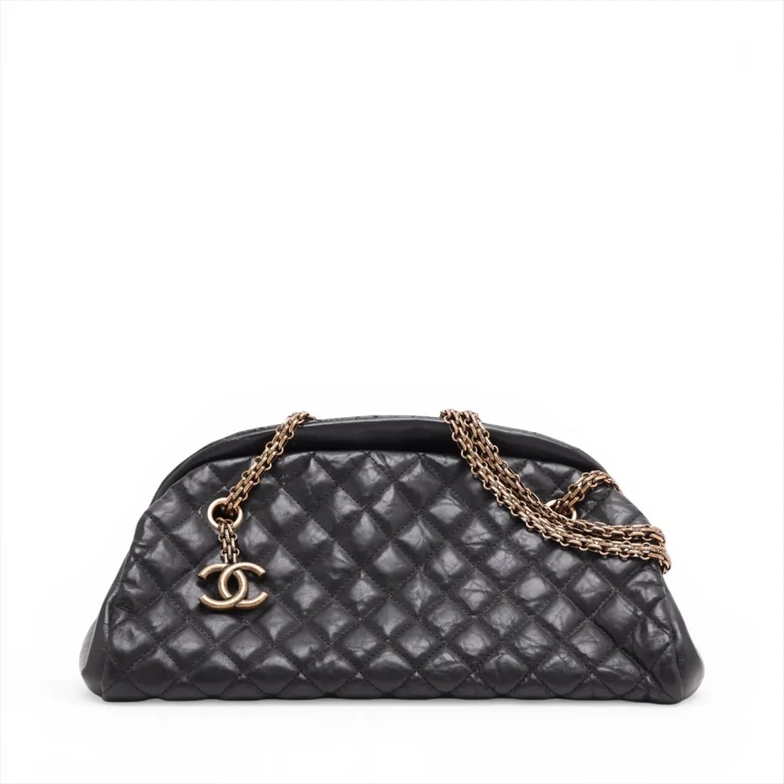 CHANEL MADEMOISELLE CALF CHAIN SHOULDER BAG: Chanel Mademoiselle calf Chain Shoulder Bag Brand: Chanel Type/Style: Shoulder Bag Material: calf Color: Black Size: Height:6.3inchLength:12.6inchDepth:5.7inch Accessories: None Accessorie