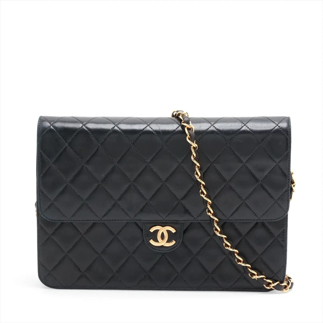 CHANEL MATELASSE LAMBSKIN CHAIN SHOULDER BAG: Chanel Matelasse Lambskin Chain Shoulder Bag Brand: Chanel Type/Style: Shoulder Bag Material: Lambskin Color: Black Size: Height:7.1inchLength:9.8inchDepth:1.4inch Accessories: None Access