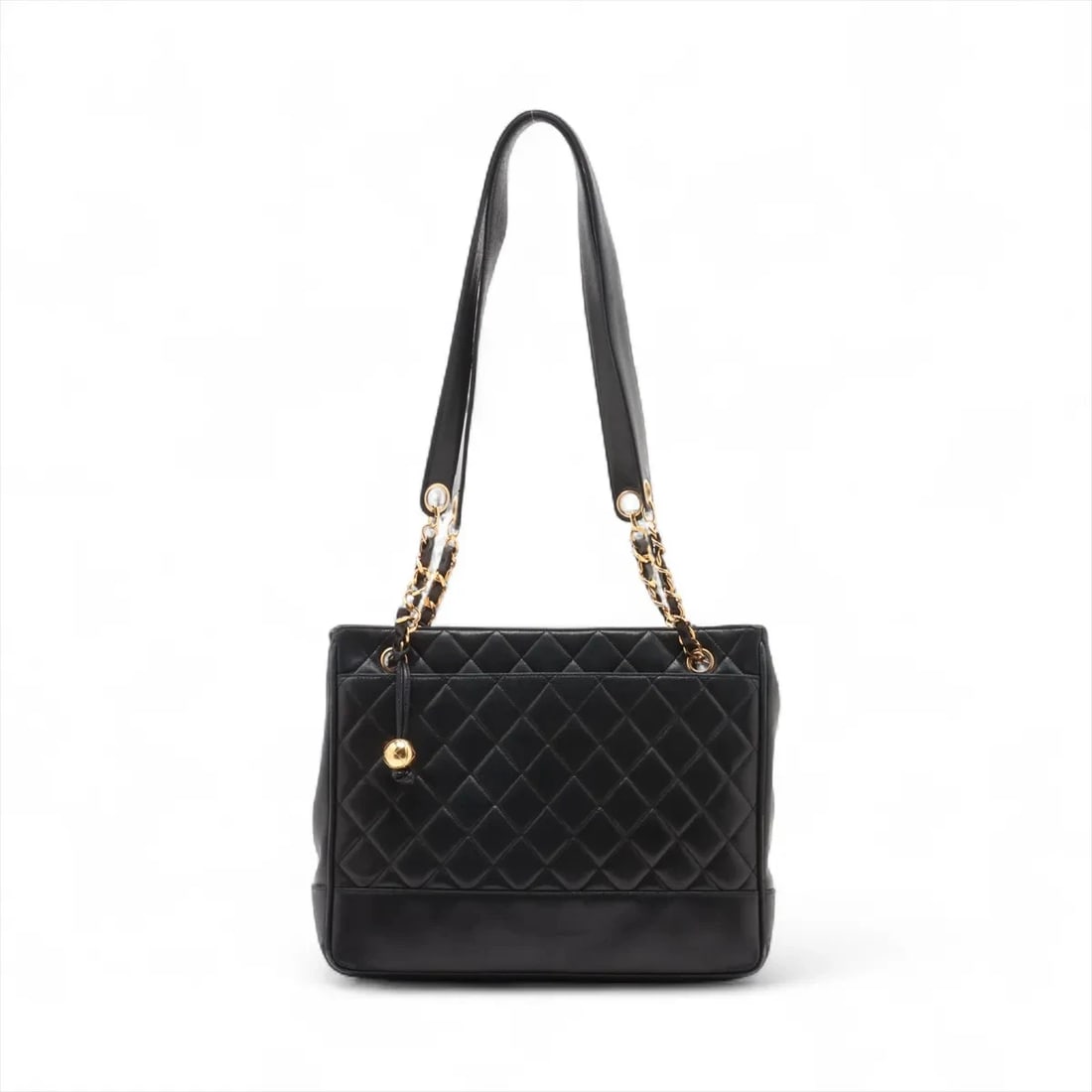 CHANEL MATELASSE LAMBSKIN CHAIN TOTE BAG: Chanel Matelasse Lambskin Chain Tote Bag Brand: Chanel Type/Style: Tote Material: Lambskin Color: Black Size: Height:10.0inchLength:12.6inchDepth:2.6inch Accessories: None Accessories Noti