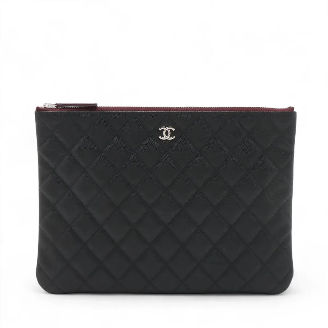 CHANEL MATELASSE CAVIAR SKIN CLUTCH BAG: Chanel Matelasse Caviar Skin Clutch bag Brand: Chanel Type/Style: Clutch Material: Caviar Skin Color: Black Size: Height:7.7inchLength:10.8inch Accessories: None Accessories Notice: When p