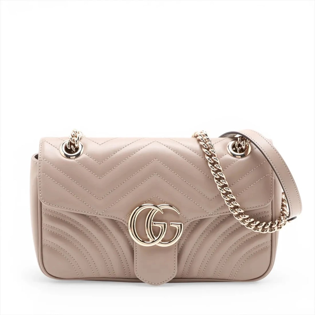 GUCCI GG MARMONT LEATHER CHAIN SHOULDER BAG: Gucci GG Marmont Leather Chain Shoulder Bag Brand: Gucci Type/Style: Shoulder Bag Material: Leather Color: Beige Size: Height:6.3inchLength:9.8inchDepth:2.6inch Accessories: None Accessori