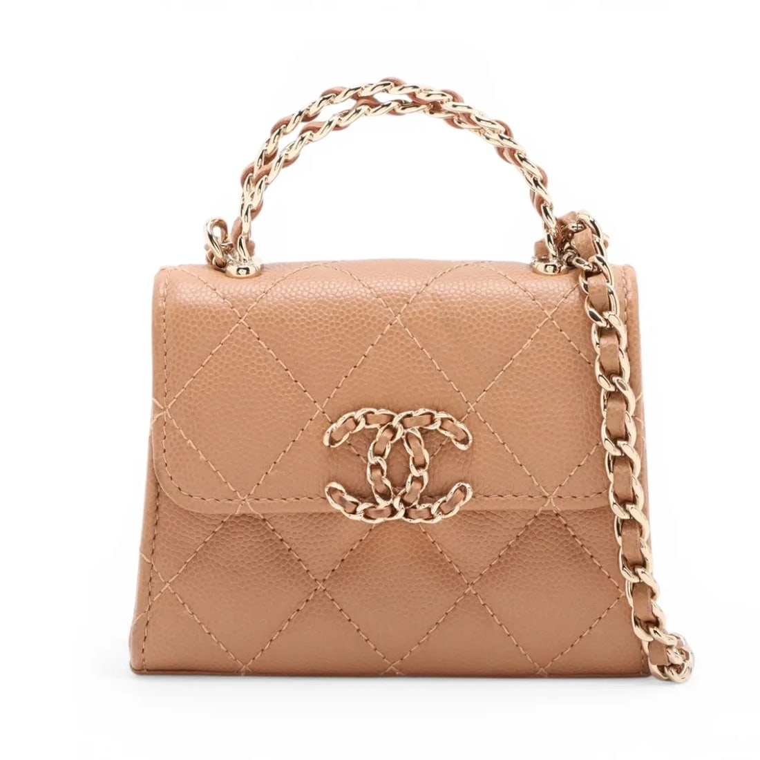 CHANEL MATELASSE CAVIAR SKIN 2 WAY SHOULDER BAG: Chanel Matelasse Caviar Skin 2 Way Shoulder Bag Brand: Chanel Type/Style: Shoulder Bag Material: Caviar Skin Color: Beige Size: Height:3.5inchLength:4.5inchDepth:1.8inch Accessories: None