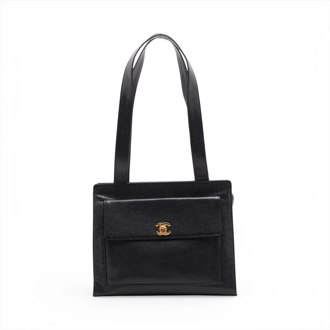 CHANEL COCO MARK CAVIAR SKIN TOTE BAG: Chanel Coco Mark Caviar Skin Tote bag Brand: Chanel Type/Style: Shoulder Bag Material: Caviar Skin Color: Black Size: Height:9.8inchLength:12.0inchDepth:4.1inch Accessories: None Accessori
