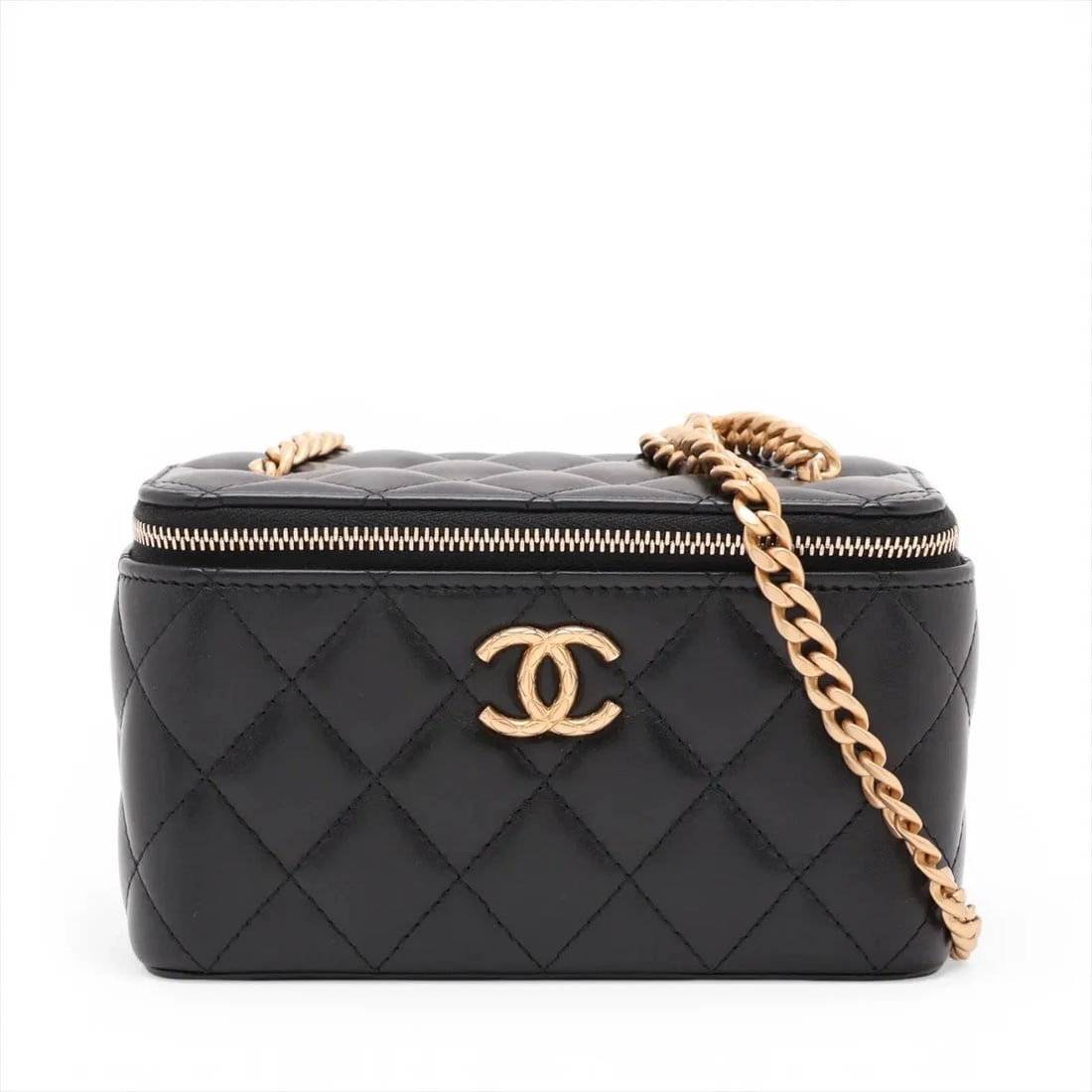CHANEL MATELASSE LAMBSKIN CHAIN SHOULDER BAG: Chanel Matelasse Lambskin Chain Shoulder Bag Brand: Chanel Type/Style: Shoulder Bag Material: Lambskin Color: Black Size: Height:3.7inchLength:6.3inchDepth:3.1inch Accessories: None Access